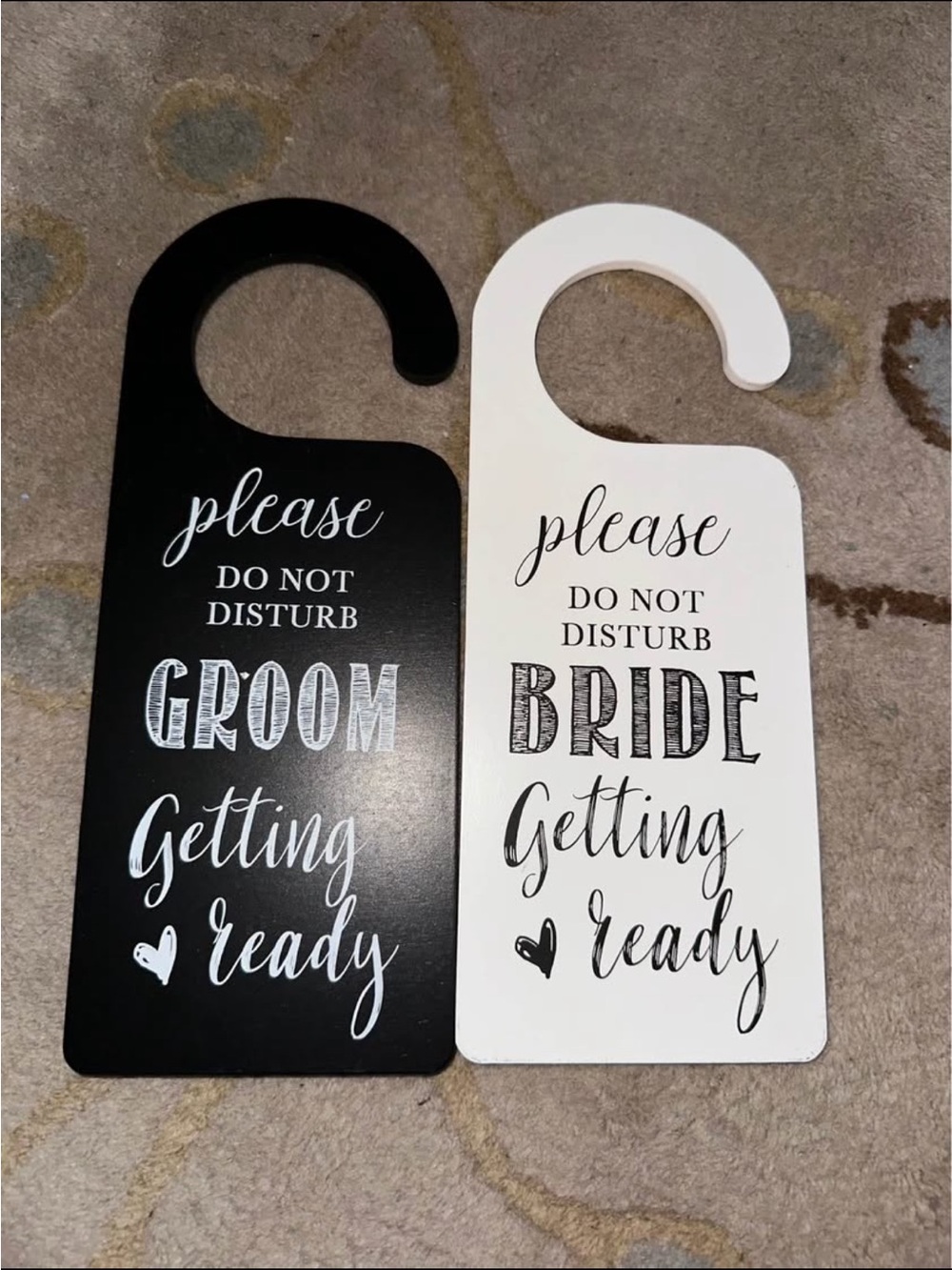 Please Do Not Disturb Bride & Groom Door Hangers - Black and White